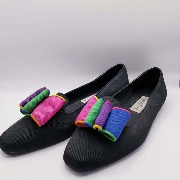 80s/90s Vintage Madeline Stuart Ribbon Bow Flats - Size 8 - Picture 1 of 8